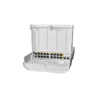 Mikrotik Outdoor Switch, CRS318-16P-2S+OUT, 16 x 10/100/1000, 2 x SFP+, Procesor: 800Mhz, 256 Mb RAM, 802.3af, Temp. de operare: -40C - + 70C,Dimesiuni: 303x212x78 mm, Sistem de operare: SwOS /RouterOS (Dual boot), Licenta RouterOS: L5, PoE Out: 802.