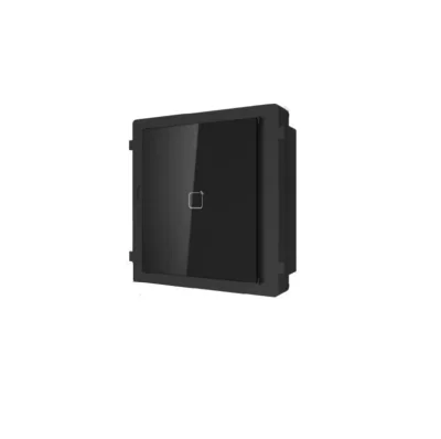 Modul cititor de card EM pentru videointerfon modular Hikvision DS-KD-E;deschidere usi cu card acces EM 125 KHz (cardurile nu sunt i ncluse);iluminare pe timp de noapte; protectie IP 65; Dimensiuni: 98.5 mm × 100mm × 33.7 mm; Temperatura de functiona