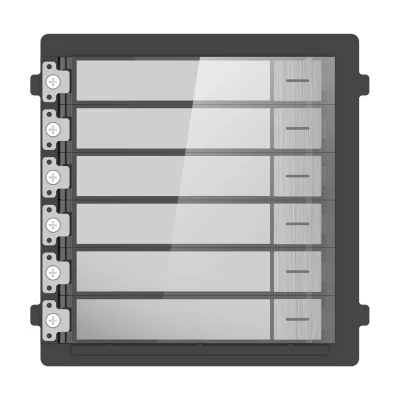 Modul cu 6 butoane de apel pentru post exterior modular seria KD8 Pro HIKVISION DS-KD-KK/S, inox, montaj aparent sau îngropat