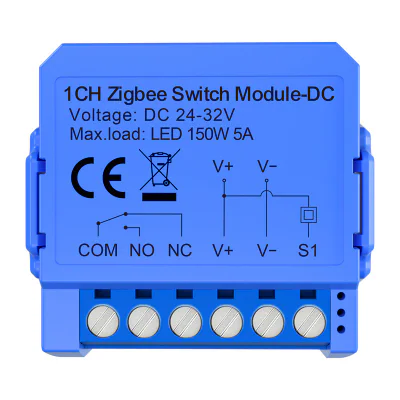 Modul de comutare ZigBee Avatto ZWSM16-DC32V-1 cu un canal și un contact fără potențial