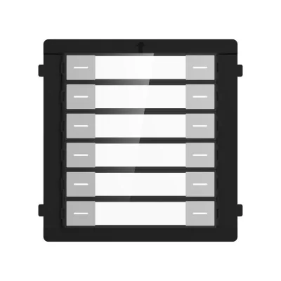 Modul de extensie videinterfon cu 12 butoane de apelare Hikvision DS-KD- K12; montaj aplicat sau ingropat (acesoriile de montaj nu sunt incluse), customizare afisare nume; iluminare pe timp de noapte; Conectare RS-485, Protectie: IP 65; Dimensiuni: 9