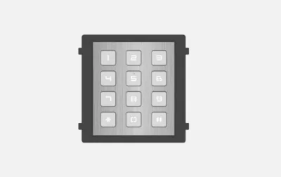 Modul de extensie videointerfon cu tastatura Hikvision DS-KD- KP/S;.permite formarea codului de apartament sau a codului de acces; montaj aplicat sau ingropat (accesoriile de montaj nu sunt incluse); iluminare pe timp de noapte; protectie: IP65, IK7;