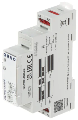 Modul releu temporizat ORNO OR-PRE-452/UNI, 1 ieșire, 12-230 V AC/DC