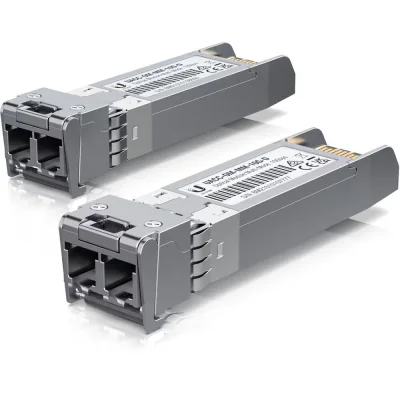 Modul SFP+ UBIQUITI 10GBPS Multi-mode Optic Module transceiver, Conectori: LC, TX Wavelength: 850 nm, RX Wavelength: Black Latch: 850 nm, Data Rate: 10 Gbps, Lungime maxima cablu: 300m.Pachet 2 unitati.