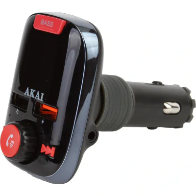 MODULATOR FM AKAI, Bluetooth 5.0, quick charge QC3.0, format MP3 | WMA, USB x 2, SD, montare la priza auto, "FMT-74BT"