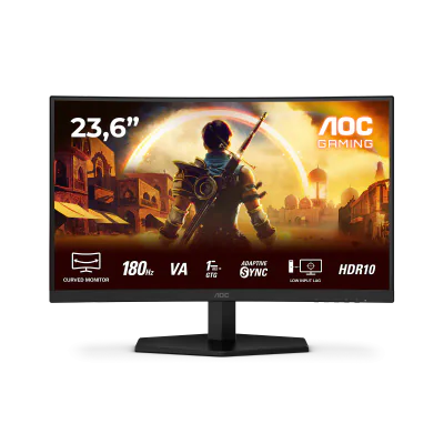 Monitor AOC 23.6" C24G42E, Curvature: 1500R, Diagonal (inch): 23.6, Diagonal (cm): 60, Aspect ratio: 16:9, Panel: VA, Resolution: 1920x1080, Refresh Rate: 180Hz, Response time GtG: 4ms, Response time MPRT: 0.5ms, Brightness (max): 250 cd/m², Contrast