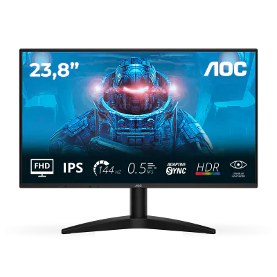 Monitor AOC 23.8" 24B36X, Diagonal (inch): 23.8, Diagonal (cm): 60, Aspect ratio: 16:9, Panel: IPS, Resolution: 1920x1080, Refresh Rate: 144Hz, Response time GtG: 4ms, Response time MPRT: 0.5ms, Brightness (max): 300 cd/m², Contrast (static) : 1500:1