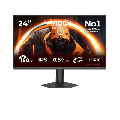 Monitor AOC 23.8" 24G50F, Diagonal (inch): 23.8, Diagonal (cm): 60.5, Aspect ratio: 16:9, Panel: IPS, Resolution: 1920x1080, Refresh Rate: 180Hz, Response time GtG: 4ms, Response time MPRT: 0.5ms, Brightness (max): 300 cd/m², Contrast (static) : 1500