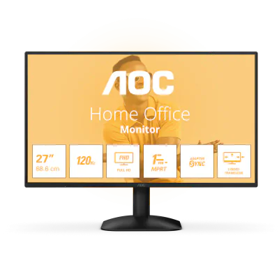 Monitor AOC 27" 27B31H, Diagonal (inch): 27, Diagonal (cm): 68, Aspect ratio: 16:9, Panel: IPS, Resolution: 1920x1080, Refresh Rate: 120Hz, Response time GtG: 4ms, Response time MPRT: 1ms, Brightness (max): 300 cd/m², Contrast (static) : 1500:1, Cont