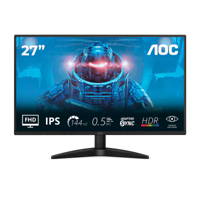 Monitor AOC 27" 27B36X, Diagonal (inch): 27, Diagonal (cm): 68, Aspect ratio: 16:9, Panel: IPS, Resolution: 1920x1080, Refresh Rate: 144Hz, Response time GtG: 4ms, Response time MPRT: 0.5ms, Brightness (max): 300 cd/m², Contrast (static) : 1500:1, Co