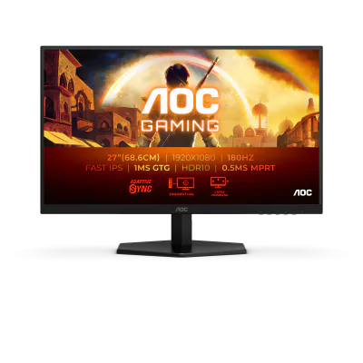Monitor AOC 27" 27G42E, Diagonal (inch): 27, Diagonal (cm): 69, Aspect ratio: 16:9, Panel: IPS, Resolution: 1920x1080, Refresh Rate: 180Hz, Response time GtG: 1ms, Response time MPRT: 0.5ms, Brightness (max): 300 cd/m², Contrast (static) : 1000:1, Co