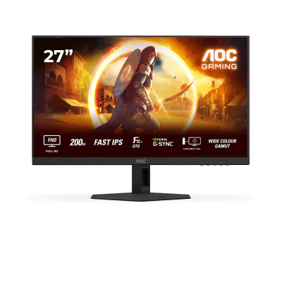 Monitor AOC 27" 27G4HRE, Diagonal (inch): 27, Diagonal (cm): 68, Aspect ratio: 16:9, Panel: Fast IPS, Resolution: 1920x1080, Refresh Rate: 200Hz, Response time GtG: 1ms, Response time MPRT: 0.5ms, Brightness (max): 300 cd/m², Contrast (static) : 1000
