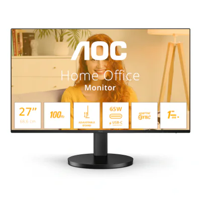 Monitor AOC 27" Q27B3CF2, Diagonal (inch): 27, Diagonal (cm): 69, Aspect ratio: 16:9, Panel: IPS, Resolution: 2560x1440, Refresh Rate: 100Hz, Response time GtG: 4ms, Response time MPRT: 1ms, Brightness (max): 350 cd/m², Contrast (static) : 1500:1, Co