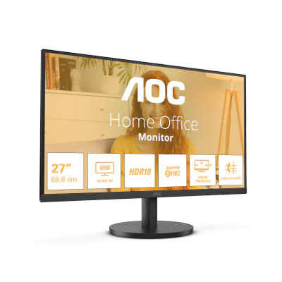 Monitor AOC 27" U27B3M, Diagonal (inch): 27, Diagonal (cm): 69, Aspect ratio: 16:9, Panel: VA, Resolution: 3940x2160, Refresh Rate: 60Hz, Response time GtG: 4ms, Contrast (static) : 3500:1, Contrast (dynamic): 20M:1, Color Gamut Type: DCI-P3, Colours