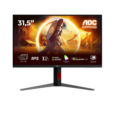 Monitor AOC 31.5" U32G4U, Diagonal (inch): 31.5, Diagonal (cm): 80, Aspect ratio: 16:9, Panel: Fast IPS, Resolution: 3840x2160, Refresh Rate: 160Hz, Response time GtG: 1ms, Response time MPRT: 0.5ms, Brightness (max): 450 cd/m², Contrast (static) : 1