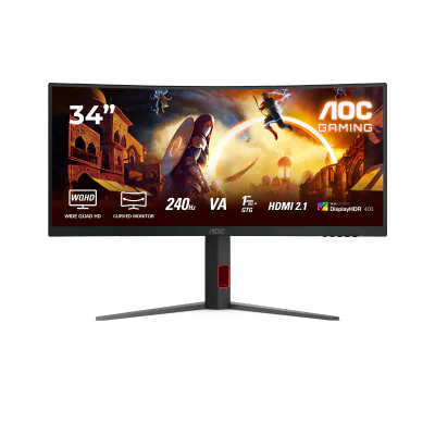 Monitor AOC 34" CU34G4Z, Curvature: 1500R, Diagonal (inch): 34, Diagonal (cm): 87, Aspect ratio: 21:9, Panel: VA, Resolution: 3440x1440, Refresh Rate: 240Hz, Response time GtG: 1ms, Response time MPRT: 0.3ms, Brightness (max): 400 cd/m², Contrast (st