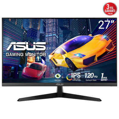 Monitor Asus 27" VY279HGR, Diagonal (inch): 27, Diagonal (cm): 68, Aspect ratio: 16:9, Panel: IPS, Resolution: 1920x1080, Refresh Rate: 120Hz, Response time MPRT: 1ms, Brightness (max): 250 cd/m², Contrast (static) : 1500:1, Viewing angle: 178/178, C