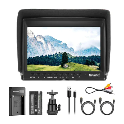 Monitor de teren NEEWER F100 + încărcător USB + set de baterii