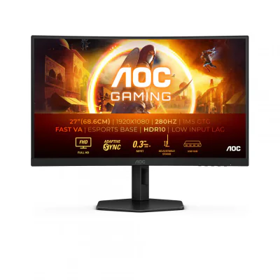 Monitor Gaming AOC C27G4ZXU, 27 inch, curbat, Full HD 1920 x 1080, Fast VA, 280 Hz, 1 ms