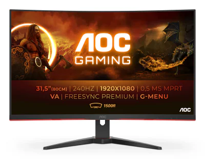 Monitor Gaming AOC C32G2ZE/BK, 31,5 inch, curbat, Full HD 1920 x 1080, VA, 240 Hz, 4 ms