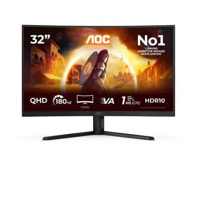 Monitor Gaming AOC CQ32G4VE, 31,5 inch, curbat, Quad HD 2560 x 1440, Fast VA, 180 Hz, 1 ms