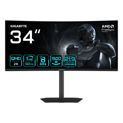 Monitor Gaming GIGABYTE GS34WQCA, 34", 3440 x 1440 pixeli, Black
