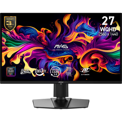Monitor Gaming MSI MAG 274QP QD-OLED X24, 26,5 inch, Wide Quad HD 2560 x 1440, OLED, 300 Hz, 0,03 ms