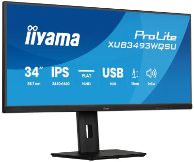 Monitor IIYAMA XUB3493WQSU-B6, 34 inch, 21:9, UltraWide Quad HD 3440 x 1440, IPS, 120 Hz, 1 ms
