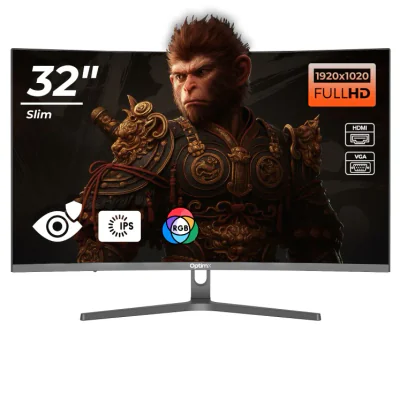 Monitor LED Gaming Curbat 32 inch OptimX MT32J, Full HD 1920x1020 VGA, HDMI, Slim, RGB Light "75256"