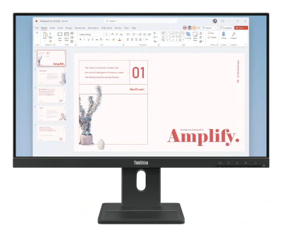 Monitor WLED IPS Lenovo ThinkVision E24-40, 24 inch, 1920 x 1080, 100 Hz, 4 ms, 99% sRGB, HDMI, DisplayPort, VGA, Raven Black