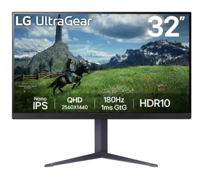 Monitor LG 31.5" 32GS85Q-B.AEU, Diagonal (inch): 31.5, Diagonal (cm): 80, Aspect ratio: 16:9, Panel: IPS, Resolution: 2560x1440, Refresh Rate: 180Hz, Response time GtG: 1ms, Brightness (max): 350 cd/m², Contrast (static) : 1000:1, Viewing angle: 178°