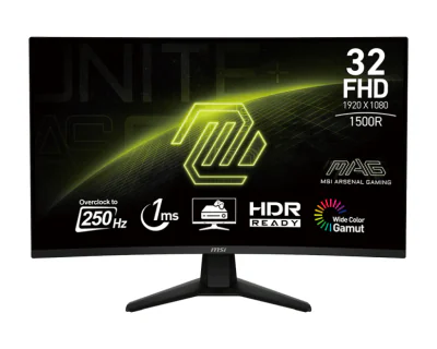 Monitor MSI MAG 32C6X, VA, 31.5", Full HD, 1920 x 1080, HDMI, Displayport, Curbat, 250Hz, 1 ms, Negru "MAG 32C6X"