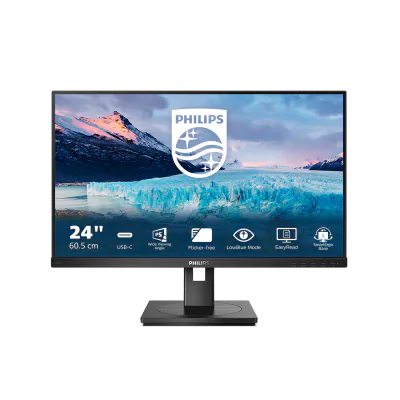 Monitor Philips 23.8", IPS, FHD 1920x1080, 100Hz, 4ms FlickerFree, Boxe 2Wx2, HA Pivot, HDMI, DisplayPor,t DaisyChain, USB hub, USB-C, RJ45, 243S1/00