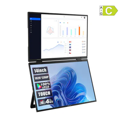 Monitor portabil ZEUSLAP Z14W cu ecran tactil dublu de 14 inci