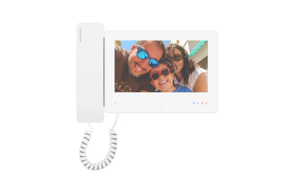 Monitor videointerfon color Hikvision DS-KH7300EY-WTE2/White, 7-inch, rezolutie: 1024 × 600, Colorful TFT, 3 butoane, alarm 1, Wi-Fi 2.4 GHz, IEEE802.11b, IEEE802.11g, IEEE802.11n alimentare: IEEE802.3af, Standard PoE, dimensiuni: 190.2 mm × 138.2 mm