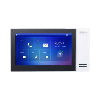 Monitor videointerfon Dahua VTH2421FW-P, IP touch screen 7 inch 1024x600, IPC surveillance, Audio bidirectional, Alarma 6/1, SD 8GB, PoE, alb
