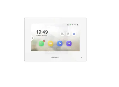 Monitor videointerfon Hikvision DS-KH6320Y-WTE2/WH, 2 fire, 4 7-inch IPS touch screen, rezolutie: 1024 × 600, TFT, fara butoane, temperatura de functionare: -10 °C to 50 °C, culoare: alb.