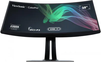 Monitor ViewSonic 38" VP3881A, Curvature: 2300R, Diagonal (inch): 38, Diagonal (cm): 96.5, Aspect ratio: 21:9, Panel: IPS, Resolution: 3840x2160, Refresh Rate: 60Hz, Response time GtG: 5ms, Brightness (max): 300 cd/m², Contrast (static) : 1000:1, Con