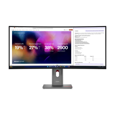 Monitor WLED IPS Lenovo ThinkVision P40WD-40, 40 inch, curbat, 5120 x 2160, 120 Hz, 4 ms, 99% sRGB, USB-C, Thunderbolt, HDMI, DisplayPort, Eclipse Black