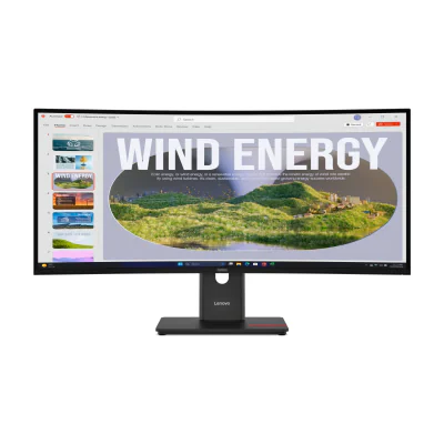 Monitor WLED VA Lenovo ThinkVision T34WD-40, 34 inch, curbat, 3440 x 1440, 120 Hz, 4 ms, 99% sRGB, USB-C, HDMI, DisplayPort, Eclipse Black