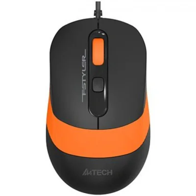 Mouse A4tech cu fir, interfata USB, rezolutie 1600 DPI, dimensiuni 108 x 64 x 35 mm, negru/portocaliu