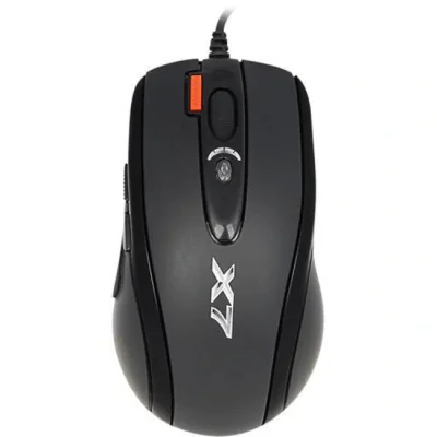 MOUSE A4tech, gaming, cu fir, USB, optic, 2000 dpi, butoane/scroll 6/1, buton selectare viteza, negru, "X-710BK"