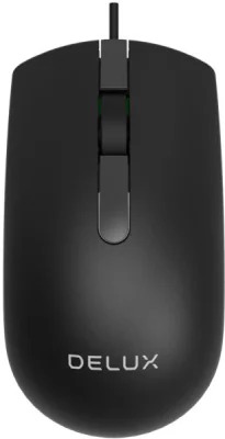 MOUSE DELUX, PC sau NB, cu fir, USB, optic, 1000 dpi, butoane/scroll 3/1, negru, "M322BU-BK"