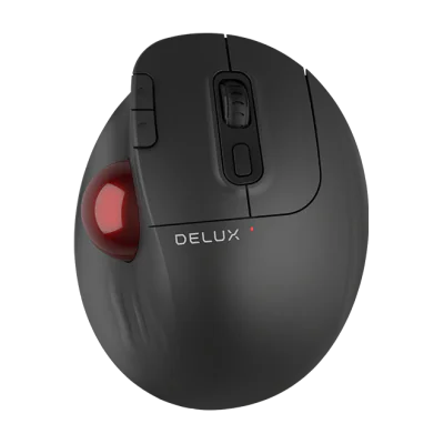 MOUSE DELUX, trackball, wireless, 2.4GHz + BT5.0, USB, optic, 4000 dpi, butoane/scroll 5/1, negru, "MT1DB-BK"