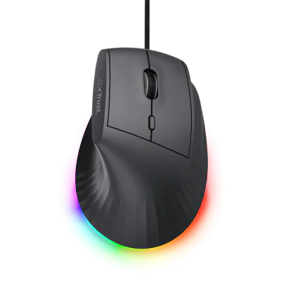 Mouse ergonomic cu fir Trust GXT 145 Rexxa, conectivitate USB-A, rezolutie maxima 12800 dpi, negru