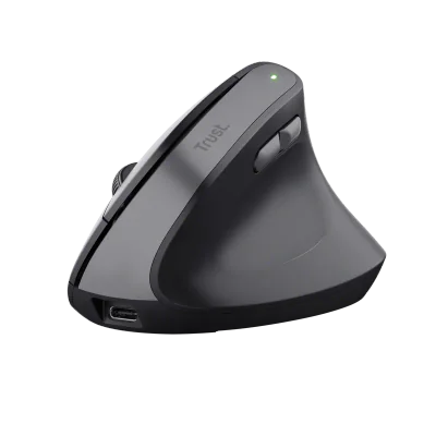 Mouse ergonomic fara fir Trust Bayo II, rezolutie maxima 2400 DPI, 6 butoane, interfata USB-C,  2.4GHz, negru