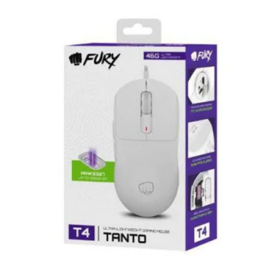 Mouse gamging cu fir Fury Tanto T4, rezolutie 12000DPI, senzor Pixart PAW3327, switch Huano Purple 90M, alb