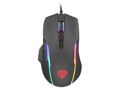 Mouse gaming cu fir Gensesis Xenon 220, senzor optic, interfata USB, rezolutie maxima 12800 DPI, numar butoane 7, iluminare RGB, silent switches, maximum frame rate 7 000 FPS, negru