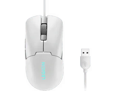 Mouse gaming Lenovo Legion M300s, Iluminare RGB, 8k DPI, Sensor Pixart, Glacier White