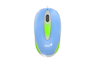 MOUSE Genius, "DX-Mini", PC sau NB, cu fir, USB, optic, 1000 dpi, butoane/scroll 3/1, LED, albastru, "31010025406"